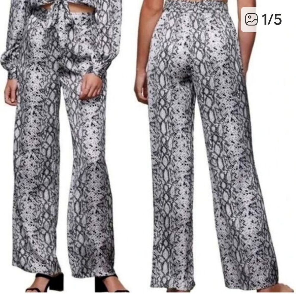 Good American Python Satin Wide Leg Pant Black Gray Festival Edgy Baddie 3 L